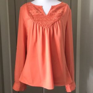 long sleeve shirt with crochet detailing